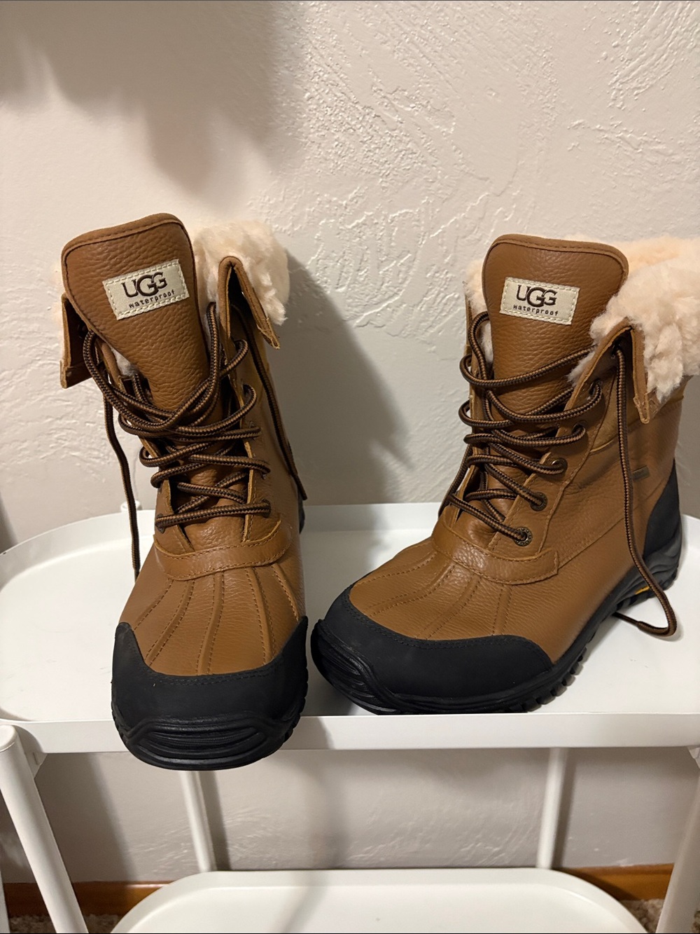UGG Brown and Black Waterproof Lace-Up Winter Boots Women’s